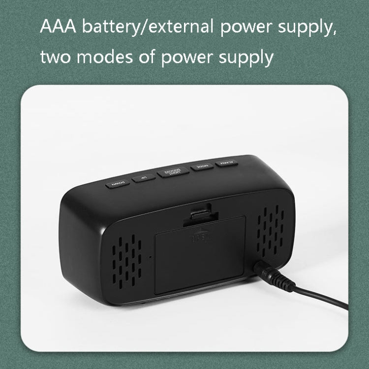 Mirror Bedside Alarm Clock Battery Plug-In Dual-Purpose LED Clock, Colour: Rectangle Black Shell (Black Surface green light) - Alarm Clocks by PMC TechLife | Online Shopping South Africa | PMC TechLife