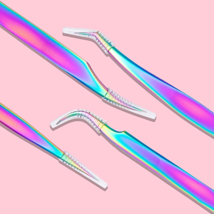 Nail Art Eyelash Tweezers Stainless Steel Colorful High Precision Grafting Eyelash Curler, Specification: 3 PCS Mirror Light Butterfly Clip - Tools by PMC Jewellery | Online Shopping South Africa | PMC Jewellery