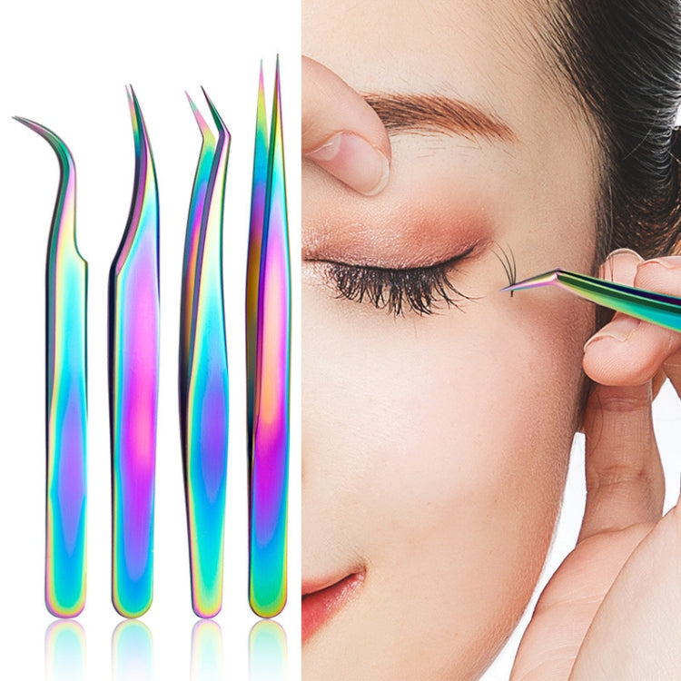 Nail Art Eyelash Tweezers Stainless Steel Colorful High Precision Grafting Eyelash Curler, Specification: 3 In 1 Colorful Titanium - Tools by PMC Jewellery | Online Shopping South Africa | PMC Jewellery