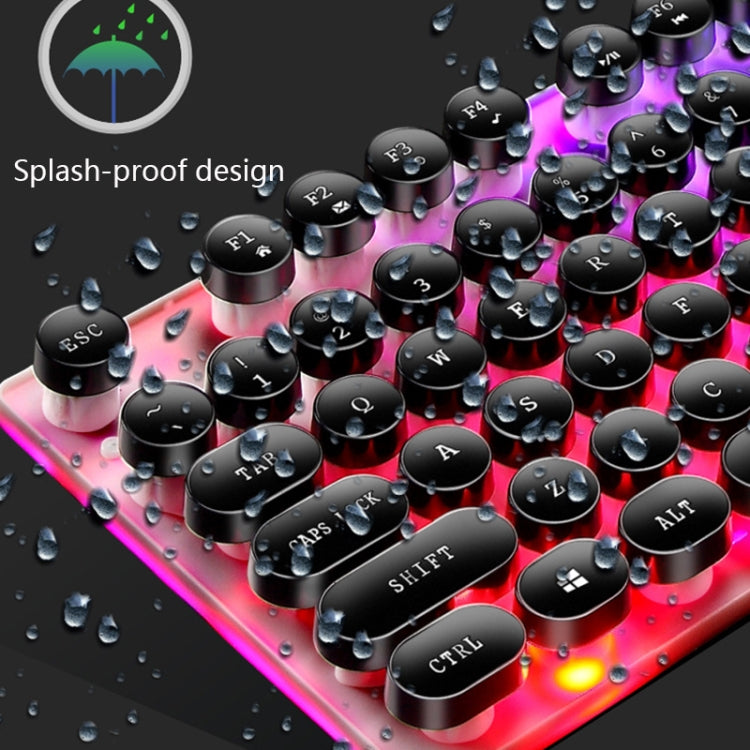 LIMEIDE GTX300 104 Keys Retro Round Key Cap USB Wired Mouse Keyboard, Cable Length: 1.4m, Colour: Punk Set White - free shipping - PMC TechLife - Order now!
