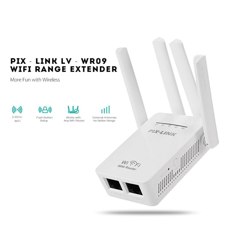 PIX-LINK LV-WR09 300Mbps WiFi Range Extender Repeater Mini Router(AU Plug) - Wireless Routers by PMC TechLife | Online Shopping South Africa | PMC TechLife