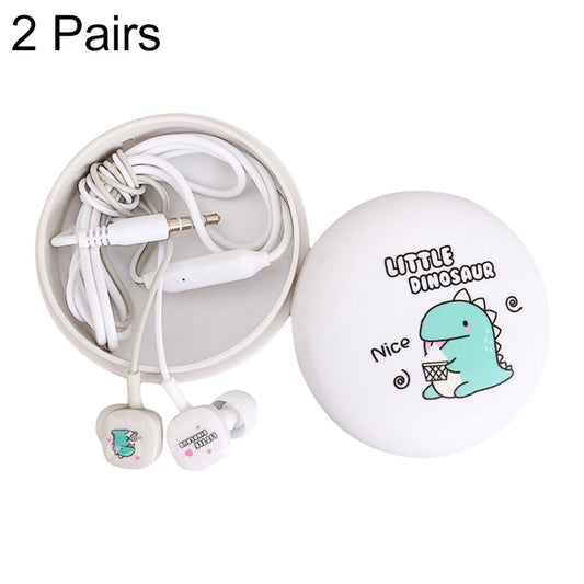 2 Pairs Cartoon Pattern Heavy Bass In-Ear Headphones Universal Wired Headphones with Microphone(White) - In Ear Wired Earphone by PMC Jewellery | Online Shopping South Africa | PMC Jewellery