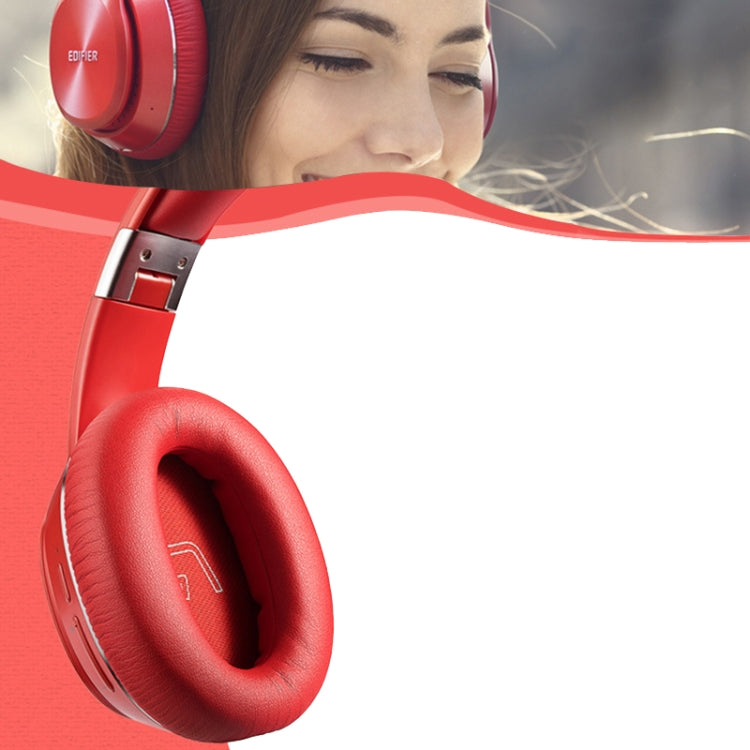 1 Pair Protein Skin Leather Headest Sponge Earmuffs For Edifier W820BT / W808BT / K815 / K815PG1 / H840 / K800 / K830(Red) - Earmuff & Pad by PMC Jewellery | Online Shopping South Africa | PMC Jewellery