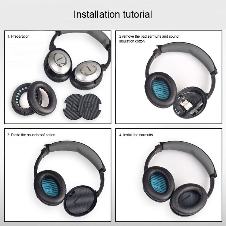 2 PCS Headset Sponge Cover For BOSE QC15 / QC3 / QC2 / QC25 / AE2 / AE2i(White  + Gray) - Earmuff & Pad by PMC TechLife | Online Shopping South Africa | PMC TechLife
