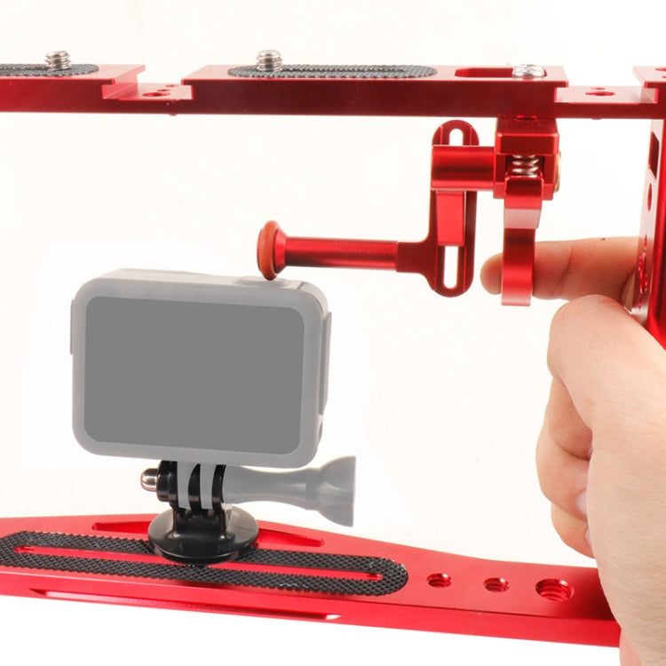Diving Dual Handheld Grip Bracket Stabilizer Extension Phone Clamp Camera Rig Cage Underwater Case for GoPro HERO9 /8 /7, Colour: Red Bracket + Shutter - Camera Cage by PMC TechLife | Online Shopping South Africa | PMC TechLife