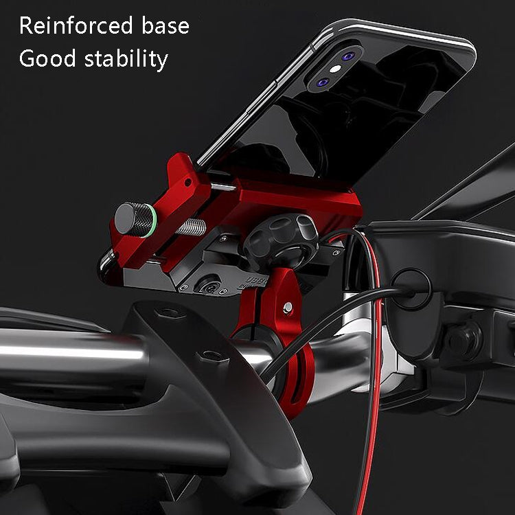 Kewig M6 Aluminum Alloy Motorcycle Mobile Phone Bracket Rechargeable With Switch Waterproof Stable Navigation Bracket(Black) - free shipping - PMC TechLife - Order now!