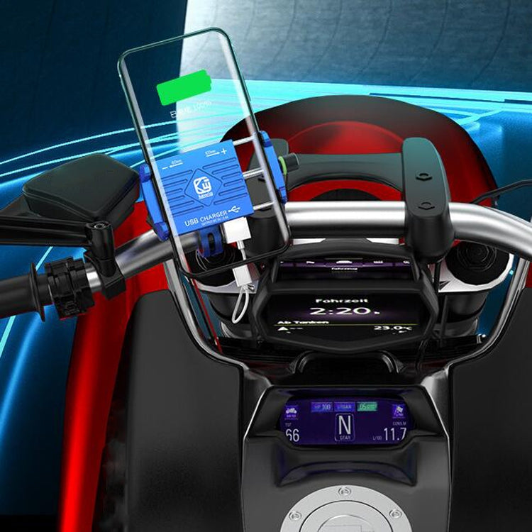 Kewig M6 Aluminum Alloy Motorcycle Mobile Phone Bracket Rechargeable With Switch Waterproof Stable Navigation Bracket(Black) - free shipping - PMC TechLife - Order now!