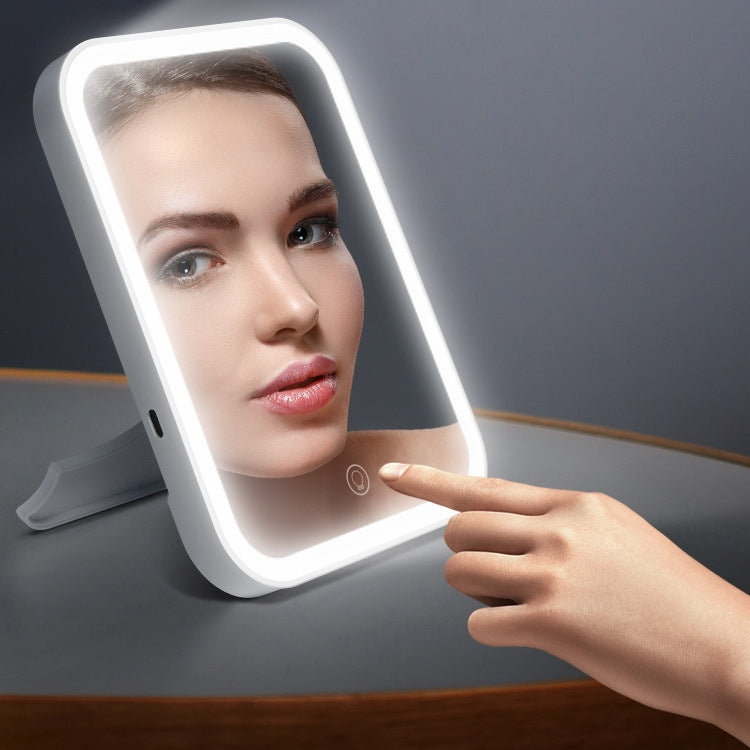 2 PCS LED Makeup Mirror With Lamp Fill Light Dormitory Desktop Dressing Mirror Female Folding Portable Small Mirror,Style: Plug-in Monochromatic Light (White) - Mirror by PMC Jewellery | Online Shopping South Africa | PMC Jewellery