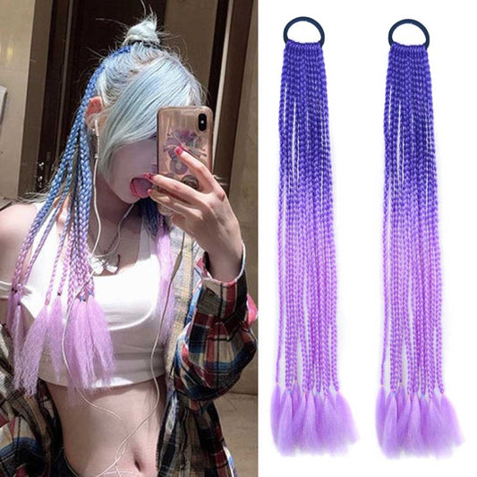 2 PCS FQXBMW Colorful Braid Hair Band Wigs Corn Silk Colorful Dreadlocks Ponytail, Color: 24 - Wigs by PMC Jewellery | Online Shopping South Africa | PMC Jewellery