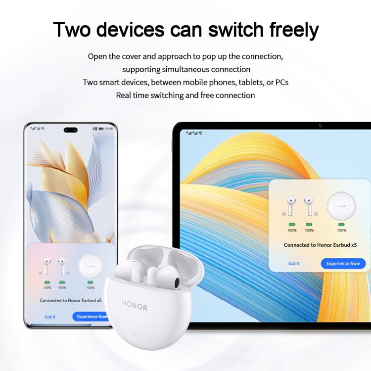 Honor Earbuds X5 Semi-in-ear Smart Call Noise Reduction Wireless Bluetooth Earphones(Glaze White) - Bluetooth Earphone by Huawei | Online Shopping South Africa | PMC Jewellery | Buy Now Pay Later Mobicred