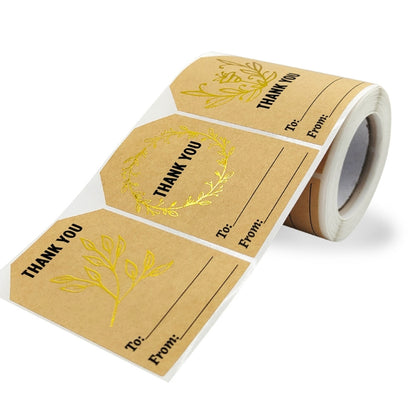 Kraft Paper Thank You Hot Stamping Sticker Gift Wrapping Decoration Label, Size: 50x75mm(K-74) - Sticker & Tags by PMC Jewellery | Online Shopping South Africa | PMC Jewellery