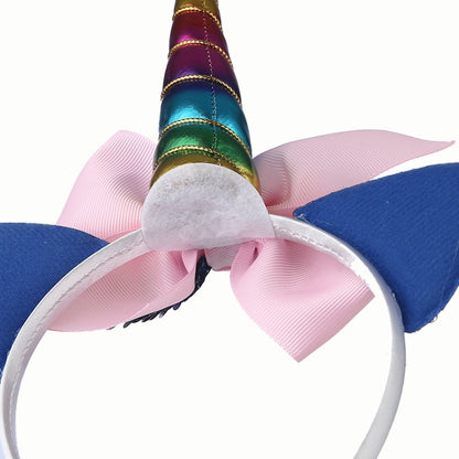 2 PCS F036 Unicorn Headband Children Birthday Festival Party Hair Accessories(Rose Red) - Holiday Decorations by PMC Jewellery | Online Shopping South Africa | PMC Jewellery
