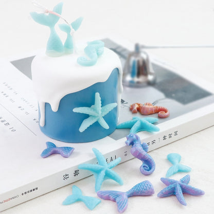 Ocean Series Big And Small Fishtail Starfish Seahorse DIY Baking Liquid Silicone Mold(Gray) - Food Molds by PMC Jewellery | Online Shopping South Africa | PMC Jewellery