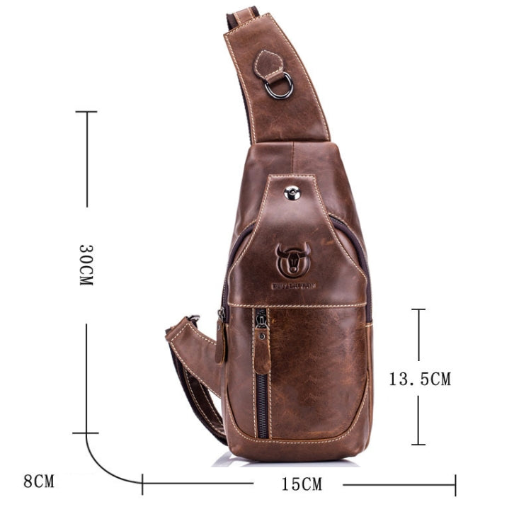 BULL CAPTAIN 019 Retro Men Leather Crossbody Shoulder Bag First-Layer Cowhide Chest Bag, Colour: Chestnut Brown + Buckle - free shipping - PMC TechLife - Order now!