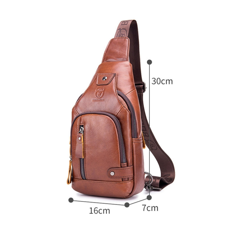 BULL CAPTAIN 129 First-Layer Cowhide Men Soft Chest Bag Outdoor Casual Messenger Bag(Red Brown) - free shipping - PMC TechLife - Order now!