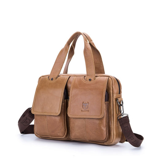 BULL CAPTAIN 042 Men Leather Single-shoulder Messenger Bag Cowhide Handheld Briefcase(Yellow Brown) - Handbags by BULL CAPTAIN | Online Shopping South Africa | PMC Jewellery | Buy Now Pay Later Mobicred