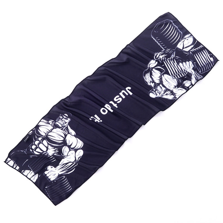Gym Sports Cold Feeling Sweat-Absorbent Quick-Drying Cold Towel(Black Man Dumbbell) - Sports Towels by PMC TechLife | Online Shopping South Africa | PMC TechLife