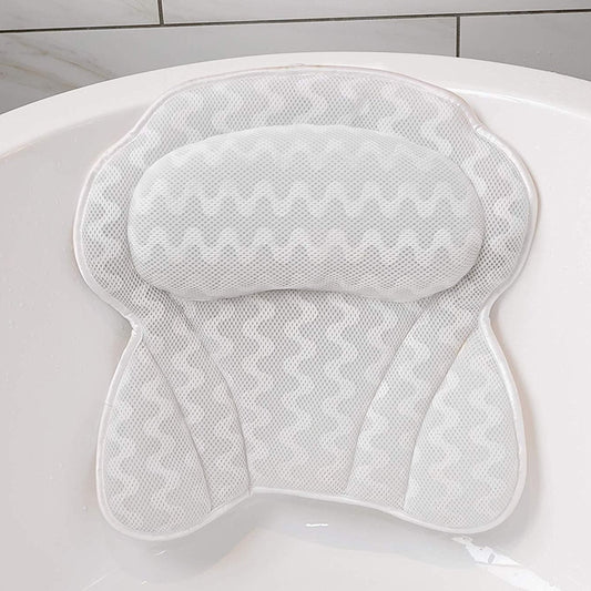 Machine Washable Mesh Cloth 3D Wave Bathtub Pillow Bathroom Bath Headrest(White) - Bath Pillows by PMC Jewellery | Online Shopping South Africa | PMC Jewellery