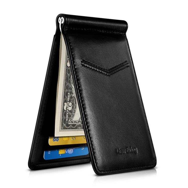 New-Bring Anti-Theft RFID Card Holder Men Ultra-Thin Card Holder Multi-Card Position ID Leather Case(Black) - Card & Passport Bags by New-Bring | Online Shopping South Africa | PMC Jewellery