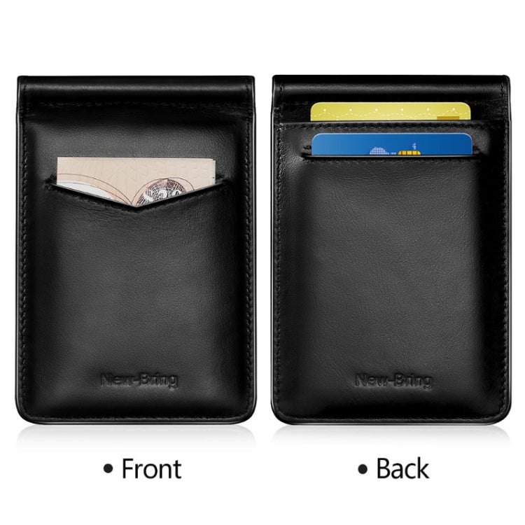New-Bring Anti-Theft RFID Card Holder Men Ultra-Thin Card Holder Multi-Card Position ID Leather Case(Black) - Card & Passport Bags by New-Bring | Online Shopping South Africa | PMC Jewellery