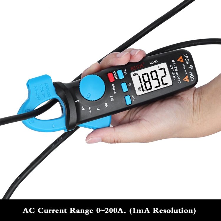 BSIDE ACM81 Digital Clamp Meter Auto-Rang 1mA Accuracy 200A Current DC AC Multimeter(Black) - Digital Multimeter by BSIDE | Online Shopping South Africa | PMC TechLife | Buy Now Pay Later Mobicred
