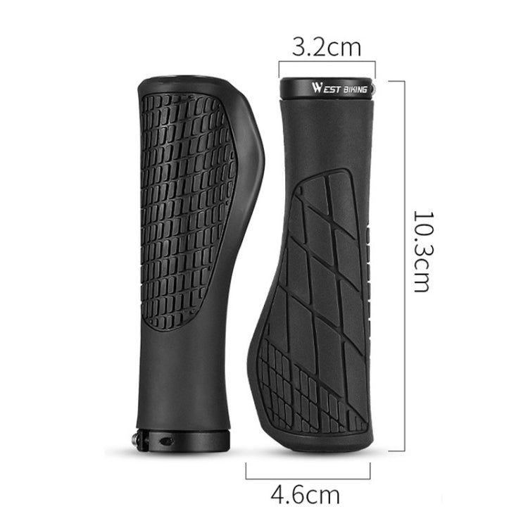 1 Pair WEST BIKING YP0804060 Bicycle Grips Mountain Bike Non-Slip Rubber Grips(Black) - Bicycle Grips by WEST BIKING | Online Shopping South Africa | PMC Jewellery