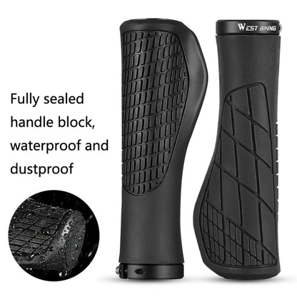 1 Pair WEST BIKING YP0804060 Bicycle Grips Mountain Bike Non-Slip Rubber Grips(Black) - Bicycle Grips by WEST BIKING | Online Shopping South Africa | PMC Jewellery