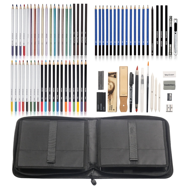 KALOLR YW-PC083  83 in 1 Portable Sketch Tool Water-Soluble Color Lead Metal Color Lead Combination Sketch Drawing Set(Black) - Art Supplies by KALOLR | Online Shopping South Africa | PMC Jewellery | Buy Now Pay Later Mobicred