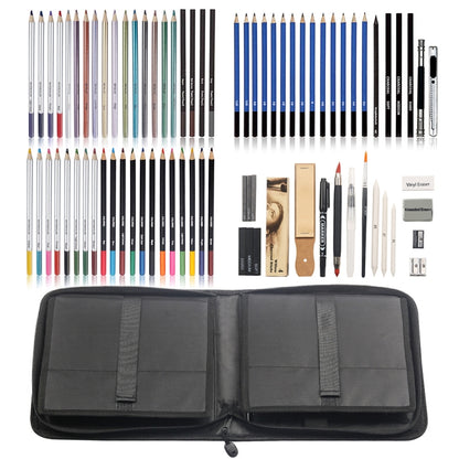 KALOLR YW-PC083  83 in 1 Portable Sketch Tool Water-Soluble Color Lead Metal Color Lead Combination Sketch Drawing Set(Black) - Art Supplies by KALOLR | Online Shopping South Africa | PMC Jewellery | Buy Now Pay Later Mobicred