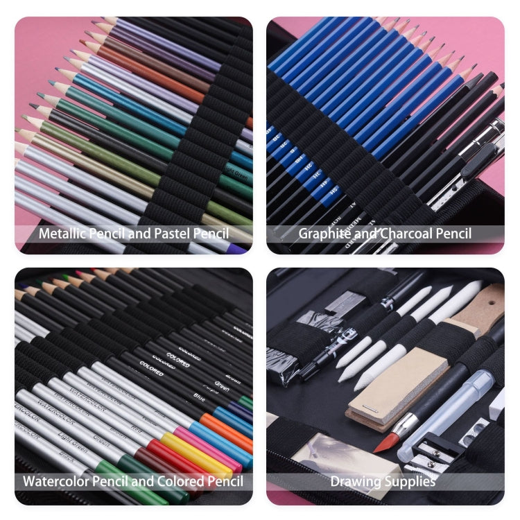 KALOLR YW-PC083  83 in 1 Portable Sketch Tool Water-Soluble Color Lead Metal Color Lead Combination Sketch Drawing Set(Black) - Art Supplies by KALOLR | Online Shopping South Africa | PMC Jewellery | Buy Now Pay Later Mobicred