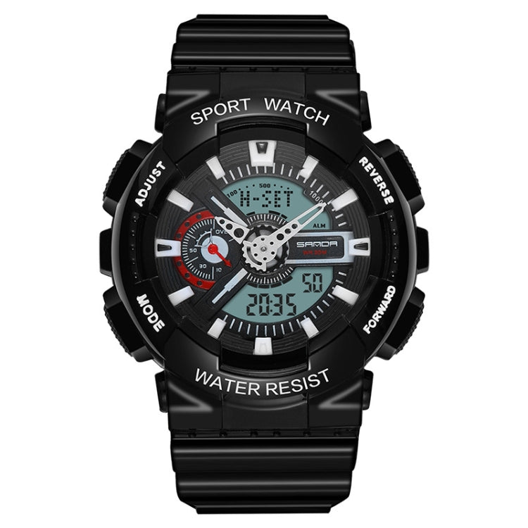 SANDA Outdoor Leisure Waterproof Multifunctional Luminous Electronic Watch(Black Men) - Silicone Strap Watches by SANDA | Online Shopping South Africa | PMC Jewellery | Buy Now Pay Later Mobicred