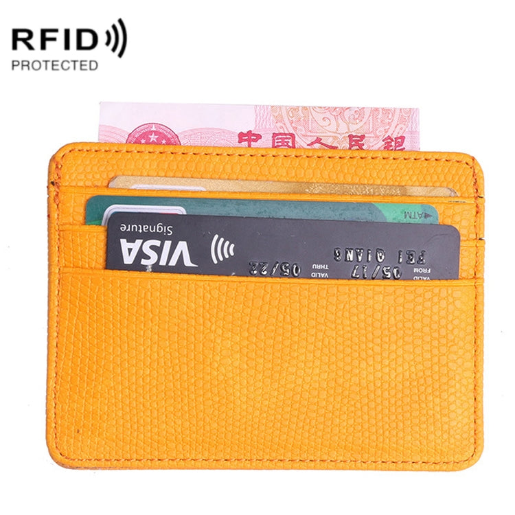 KT1002 RFID Function Lizard Pattern Bank Card Holder PU Business Card Case(Yellow) - Antimagnetic RFID Package by PMC TechLife | Online Shopping South Africa | PMC TechLife | Buy Now Pay Later Mobicred