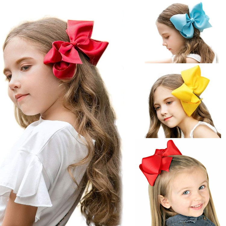 5 PCS 6 Inch Colorful Kids Girls Big Solid Ribbon Hair Bow Clips(40) - Head Bands by PMC Jewellery | Online Shopping South Africa | PMC Jewellery