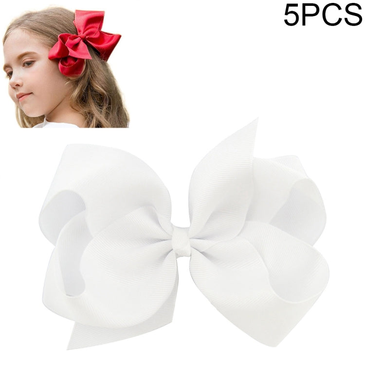 5 PCS 6 Inch Colorful Kids Girls Big Solid Ribbon Hair Bow Clips(18) - Head Bands by PMC Jewellery | Online Shopping South Africa | PMC Jewellery