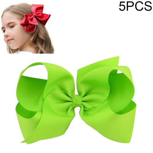 5 PCS 6 Inch Colorful Kids Girls Big Solid Ribbon Hair Bow Clips(20) - Head Bands by PMC Jewellery | Online Shopping South Africa | PMC Jewellery