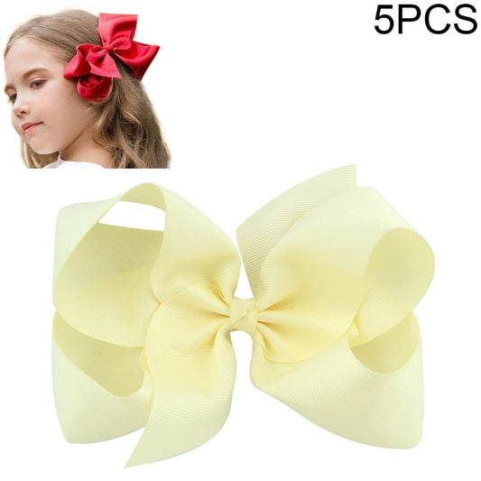 5 PCS 6 Inch Colorful Kids Girls Big Solid Ribbon Hair Bow Clips(21) - Head Bands by PMC Jewellery | Online Shopping South Africa | PMC Jewellery