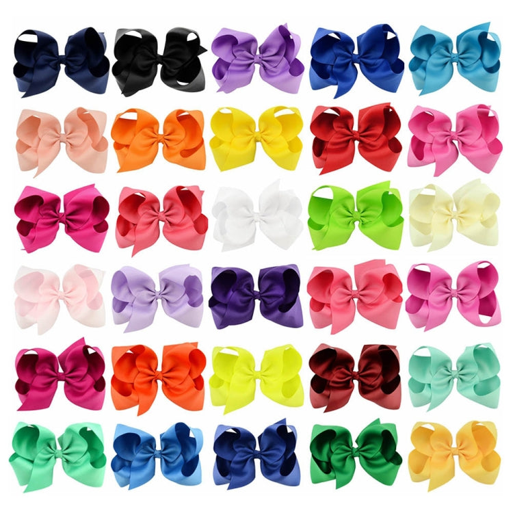 5 PCS 6 Inch Colorful Kids Girls Big Solid Ribbon Hair Bow Clips(30) - Head Bands by PMC Jewellery | Online Shopping South Africa | PMC Jewellery