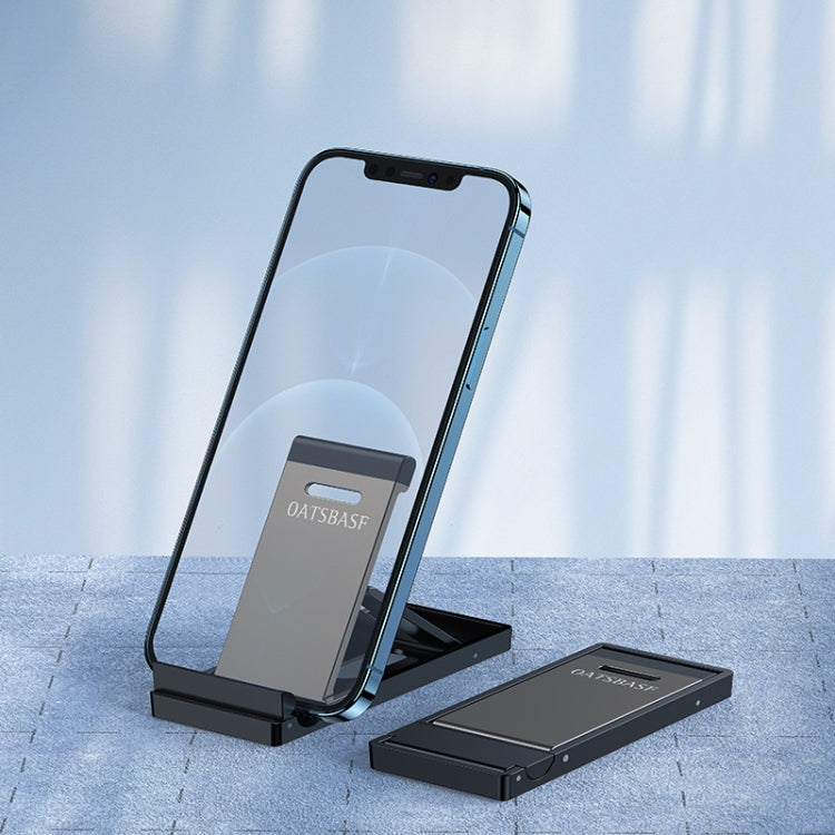 Oatsbasf 03637 Aluminum Alloy Mobile Phone Bracket Desktop Folding Portable Metal Rack(Black) - free shipping - PMC TechLife - Order now!