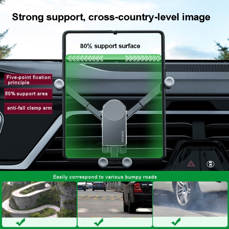Oatsbasf Car Gravity Metal Bracket Scalable and Stable Mobile Phone Bracket Folding Screen Mobile Phone Exclusive Car Bracket(Outlet Black) - Universal Car Holders by Oatsbasf | Online Shopping South Africa | PMC TechLife | Buy Now Pay Later Mobicred