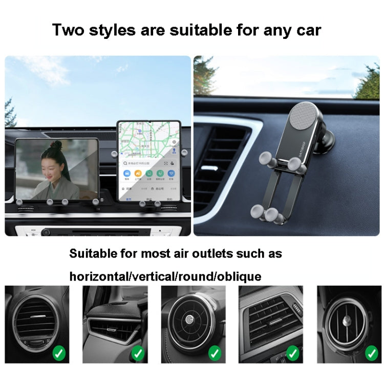 Oatsbasf Car Gravity Metal Bracket Scalable and Stable Mobile Phone Bracket Folding Screen Mobile Phone Exclusive Car Bracket(Paste Black) - Universal Car Holders by Oatsbasf | Online Shopping South Africa | PMC TechLife | Buy Now Pay Later Mobicred