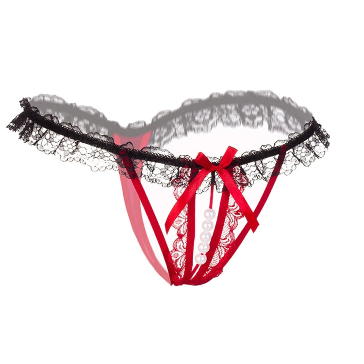 3 PCS Lady Pierced Sexy Panties Temptation Lace Translucent T Underwear(Red) - Ladies Underwear by PMC Jewellery | Online Shopping South Africa | PMC Jewellery