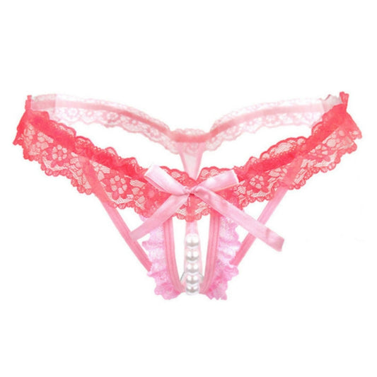 3 PCS Lady Pierced Sexy Panties Temptation Lace Translucent T Underwear(Pink) - Ladies Underwear by PMC Jewellery | Online Shopping South Africa | PMC Jewellery