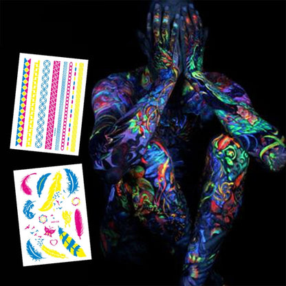 10 PCS Fluorescent Flower Arm Tattoo Sticker Face Sticker Waterproof Feather Tattoo Arm Tattoo Sticker(DKCS032) - Sticker by PMC Jewellery | Online Shopping South Africa | PMC Jewellery