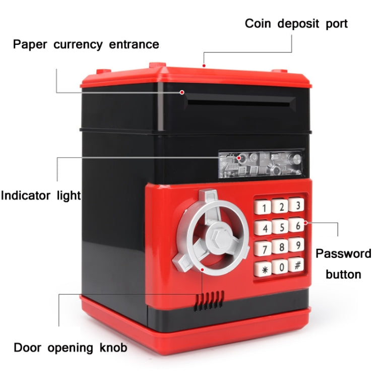 Password Safe Deposit Box Children Automatic Savings ATM Machine Toy, Colour: Black Red - free shipping - PMC TechLife - Order now!