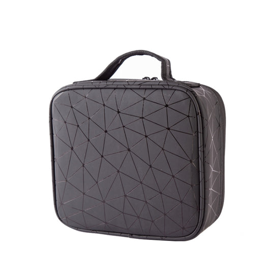 Waterproof Cosmetic Box With Partitions Cosmetic Bag Large-Capacity Rhombic PU Cosmetic Storage Box(Black) - Storage Boxes by PMC Jewellery | Online Shopping South Africa | PMC Jewellery