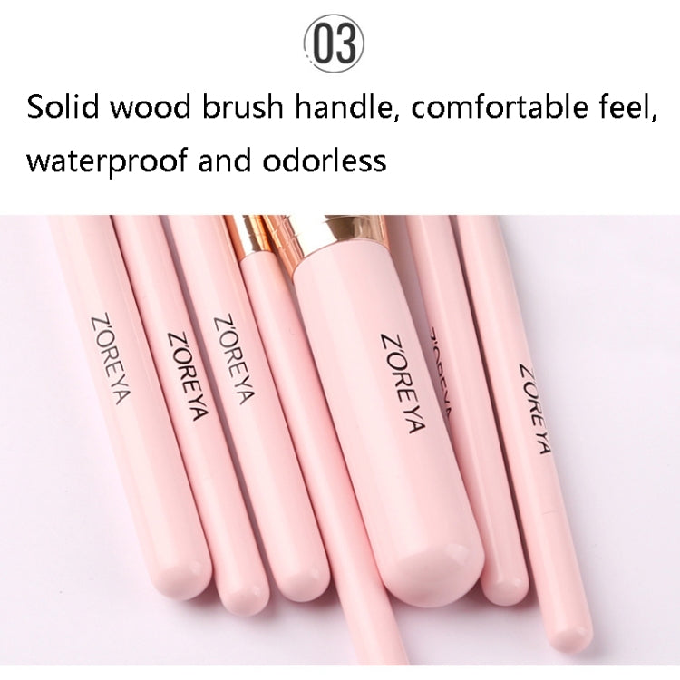 ZOREYA ZS744 7 In 1 Makeup Brush Set Beauty Tools Brush, Exterior color: Pink + Bag - Makeup Brushes by PMC Jewellery | Online Shopping South Africa | PMC Jewellery