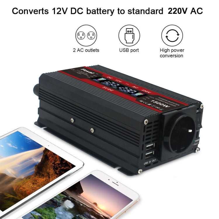 2600W LCD Smart Home Car Inverter 12V To 220V Power Converter - Modified Square Wave by PMC TechLife | Online Shopping South Africa | PMC TechLife
