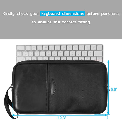 Universal PU Leather + Nylon Waterproof Zipper Portable Keyboard Storage Bag For Apple Wireless Keyboard A1314 & Magic Keyboard A1644(Black) - Digital Storage Bag by PMC Jewellery | Online Shopping South Africa | PMC Jewellery