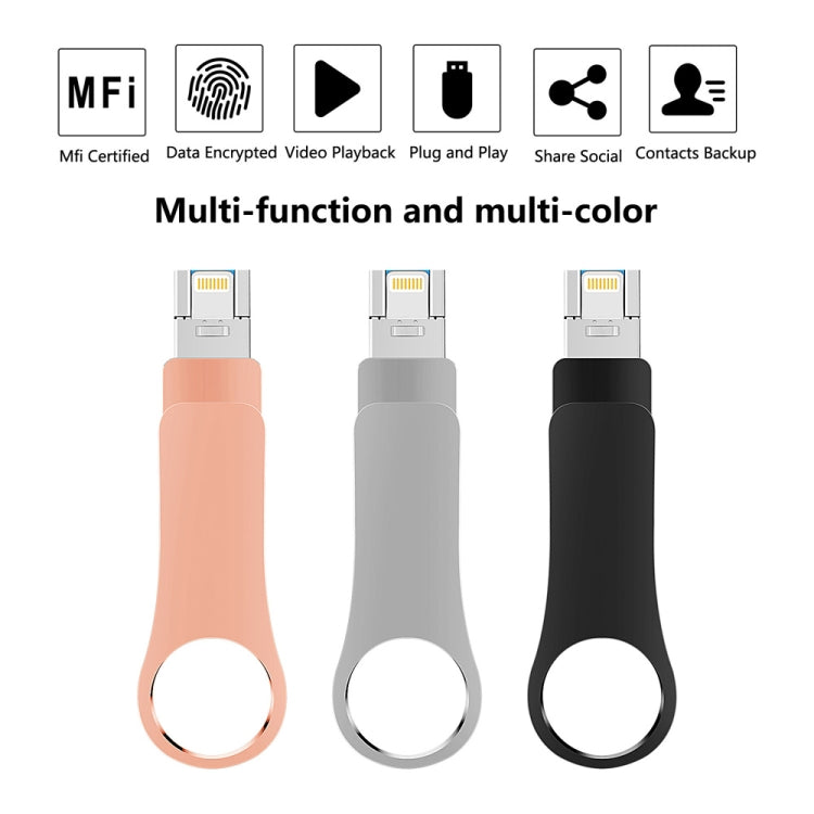 16GB USB 3.0 + 8 Pin + USB-C / Type-C 3 in 1 Mobile Computer Metal U-Disk(Pink) - U Disk & Card Reader by PMC TechLife | Online Shopping South Africa | PMC TechLife