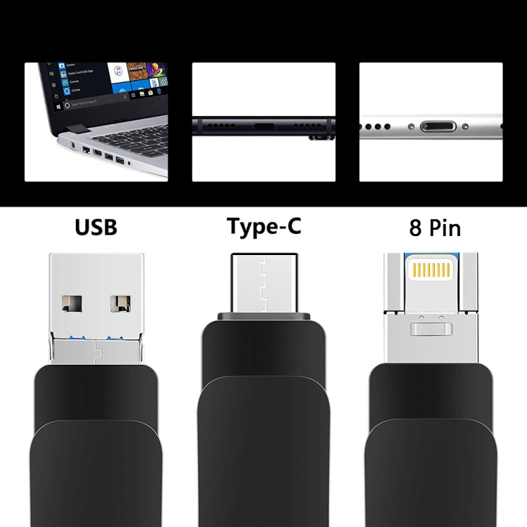 32GB USB 3.0 + 8 Pin + USB-C / Type-C 3 in 1 Mobile Computer Metal U-Disk(Pink) - U Disk & Card Reader by PMC TechLife | Online Shopping South Africa | PMC TechLife